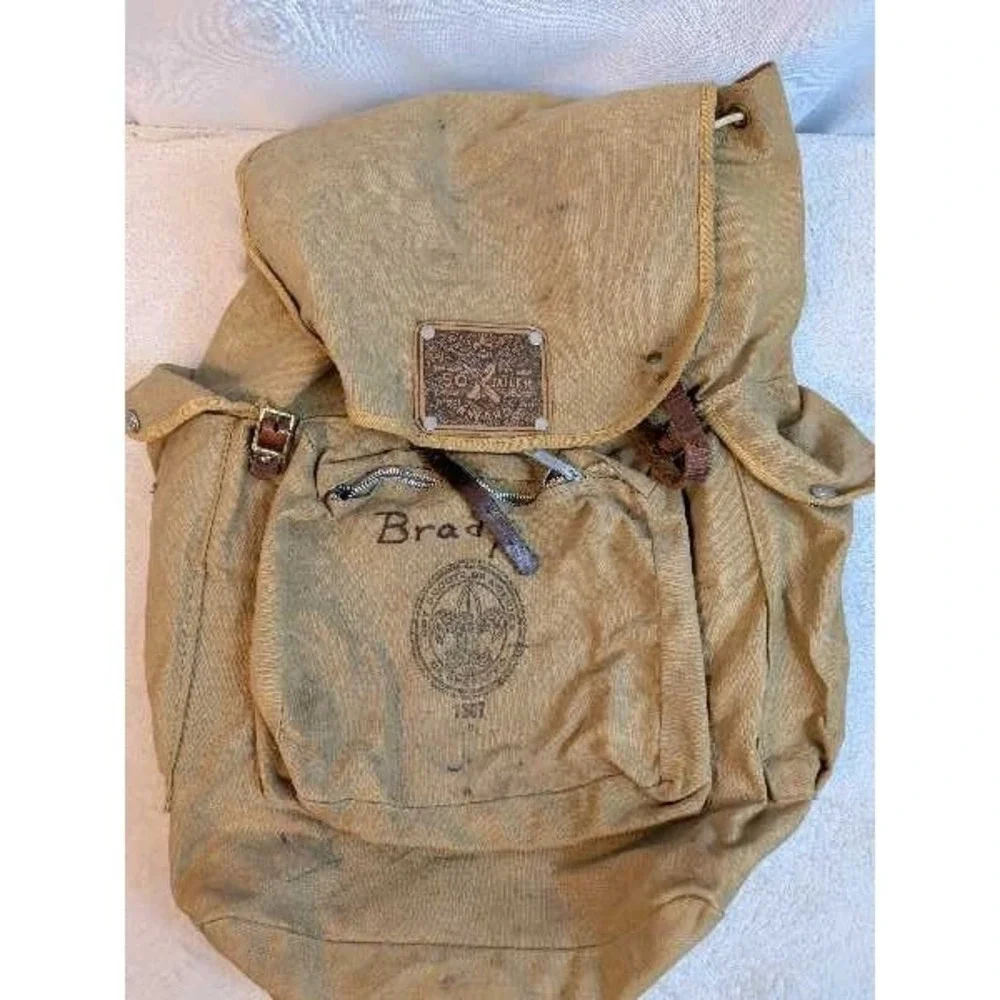 Boy‎ Scouts of America 50 Miler Award Vintage Canvas Backpack Hiking Bag